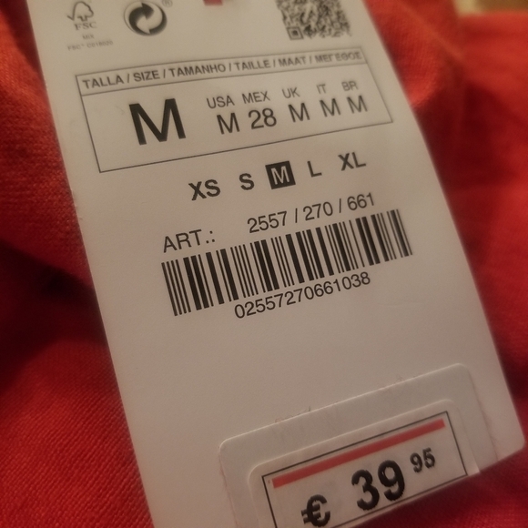 Zara light red belted linen jacket size Medium NWT - Picture 6 of 6